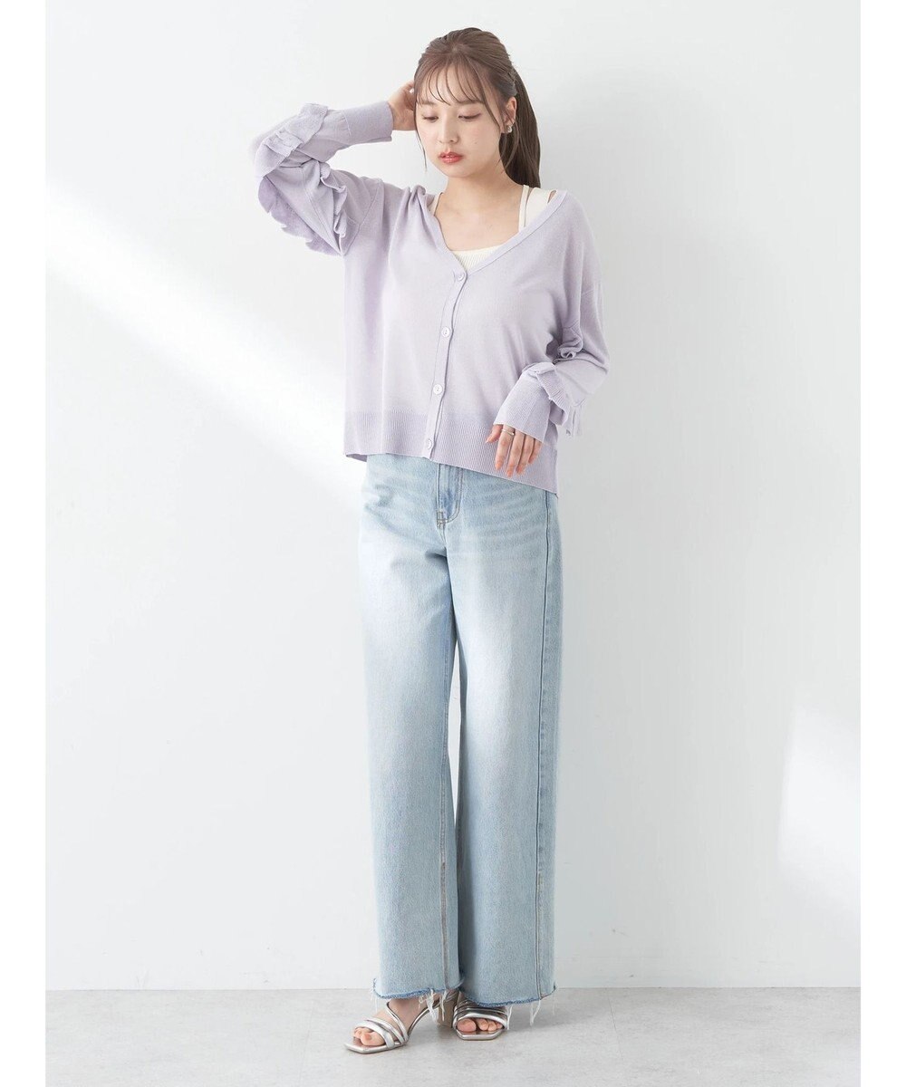 earth music&ecology 袖フリルシアーカーディガン 