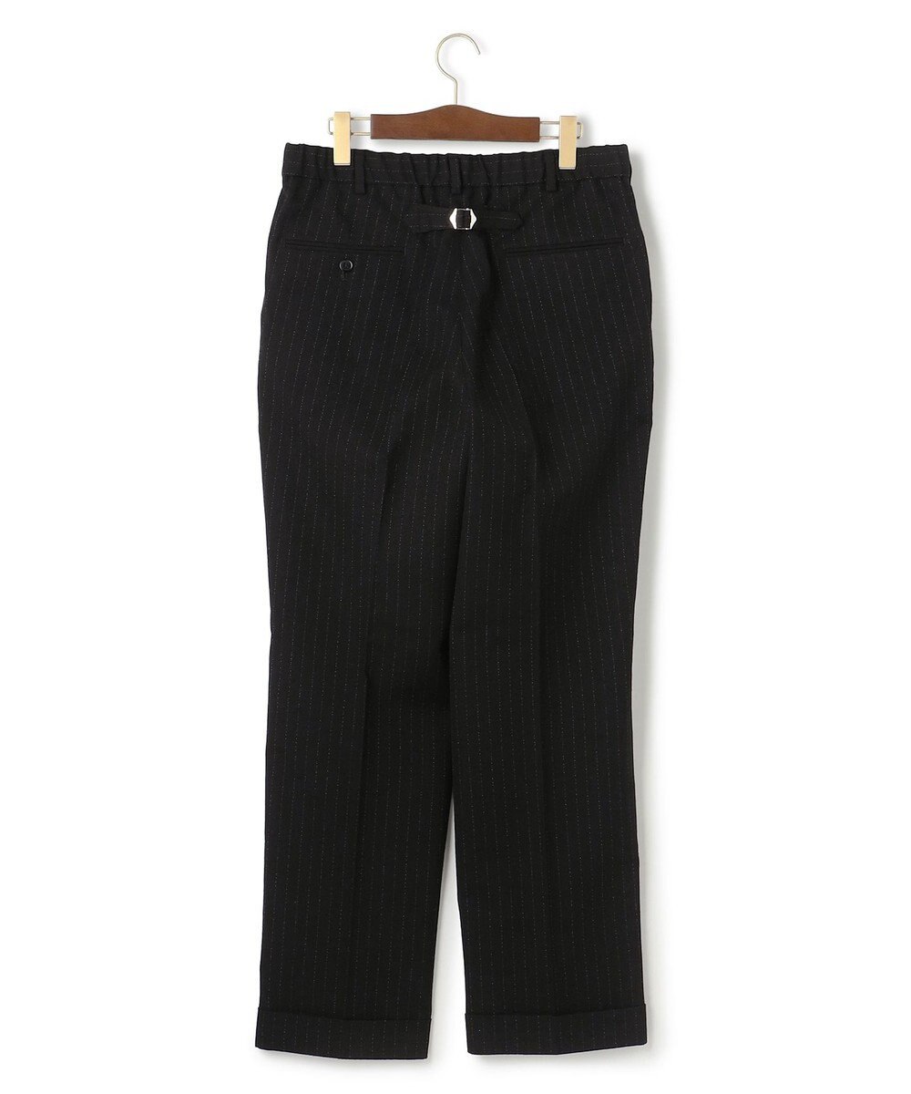 J.PRESS MEN 【J.PRESS ORIGINALS】Wool Silk Angola Chalk Stripes Spindle 1Tuck Piped Stem Slacks / Japan Made 