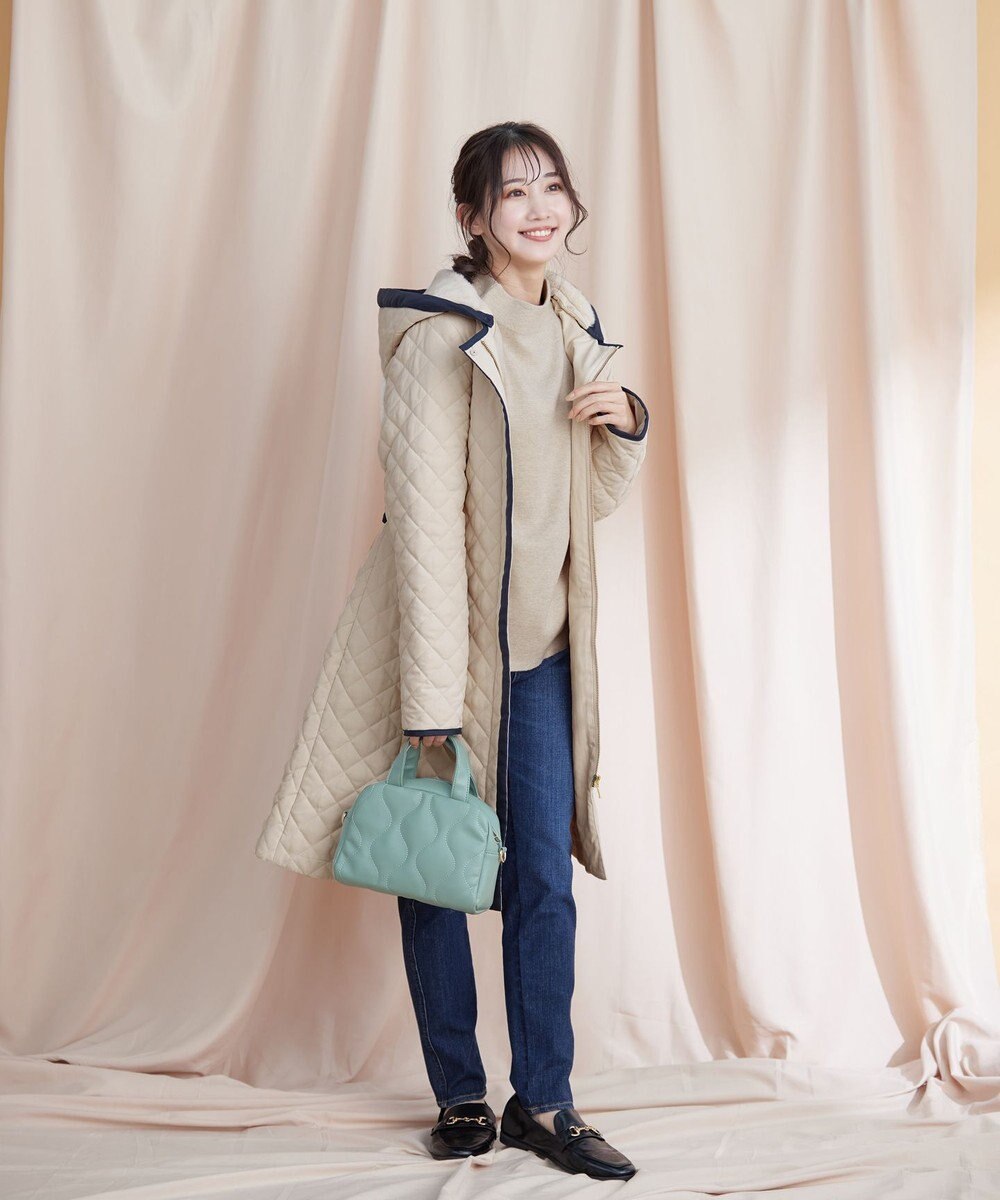 Tiaclasse ピーチスキン2wayキルティングロングコート 