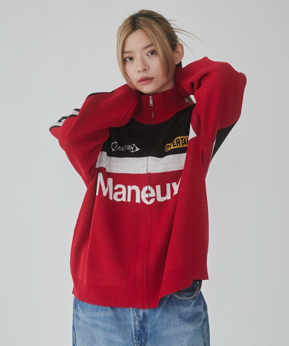 WEGO 【ユニセックス着用ITEM】レーシンググラフィックニットブルゾン 