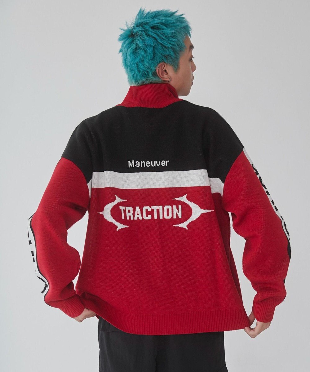 WEGO 【ユニセックス着用ITEM】レーシンググラフィックニットブルゾン 