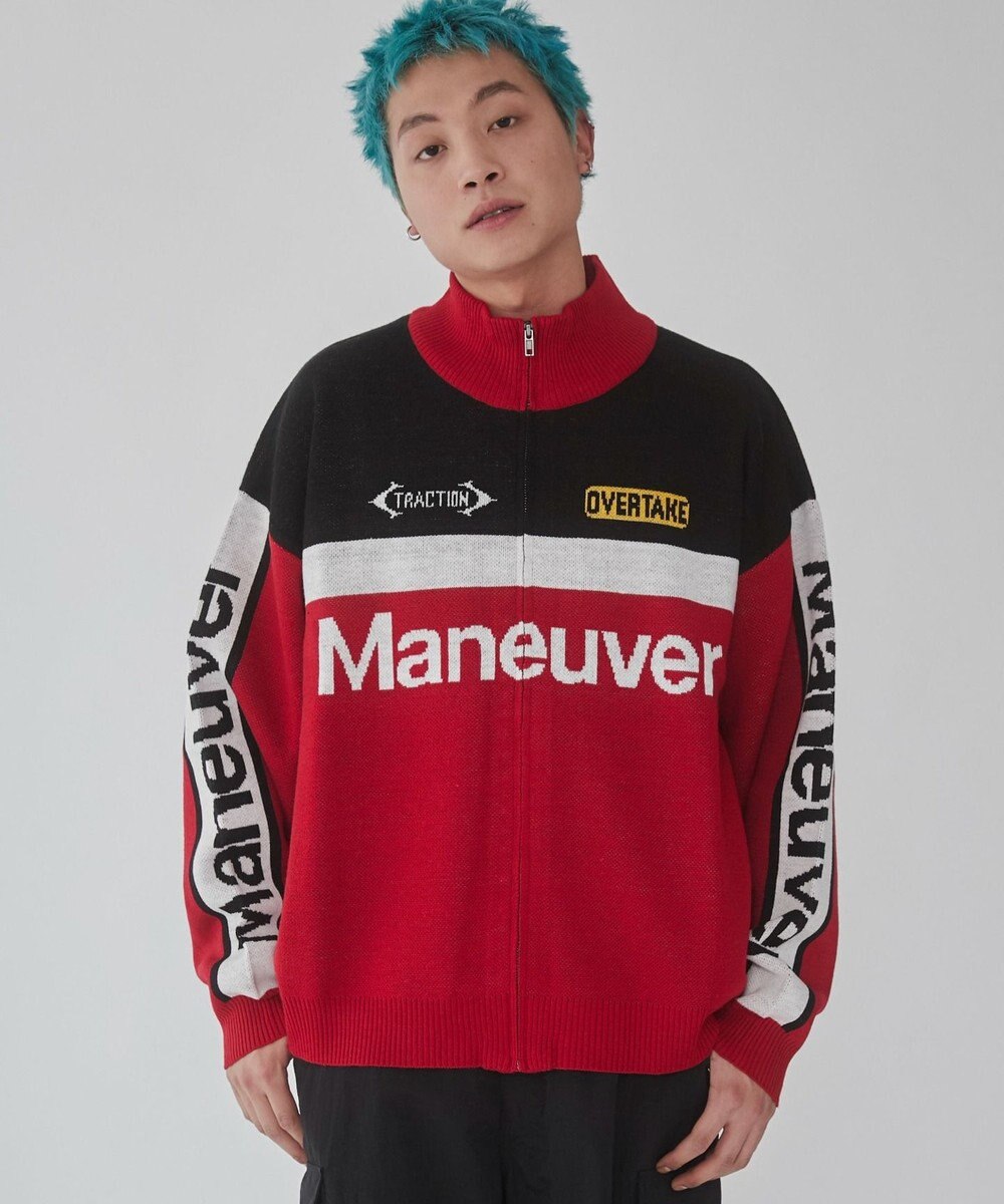 WEGO 【ユニセックス着用ITEM】レーシンググラフィックニットブルゾン 