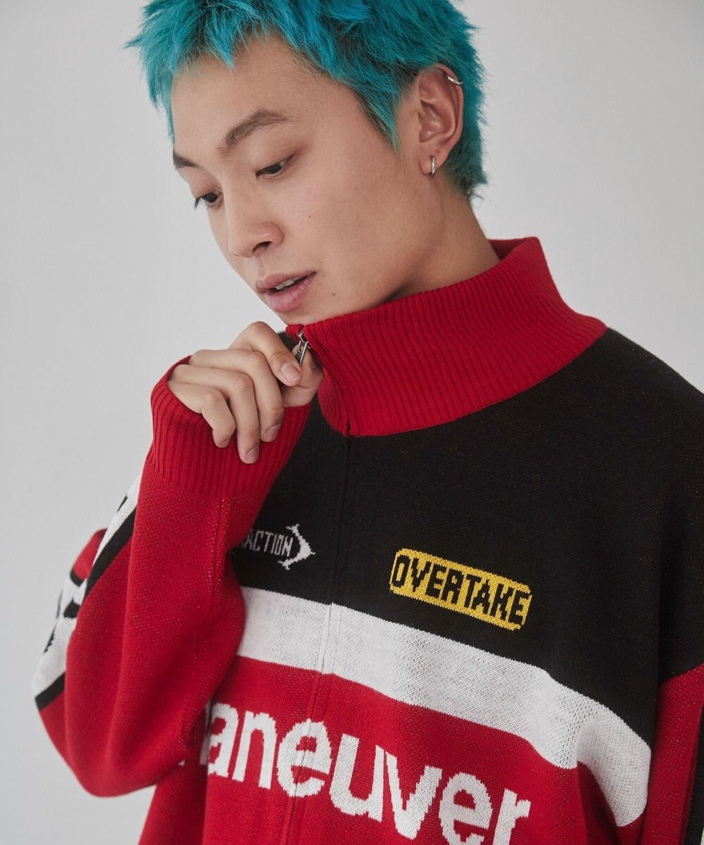 WEGO 【ユニセックス着用ITEM】レーシンググラフィックニットブルゾン 