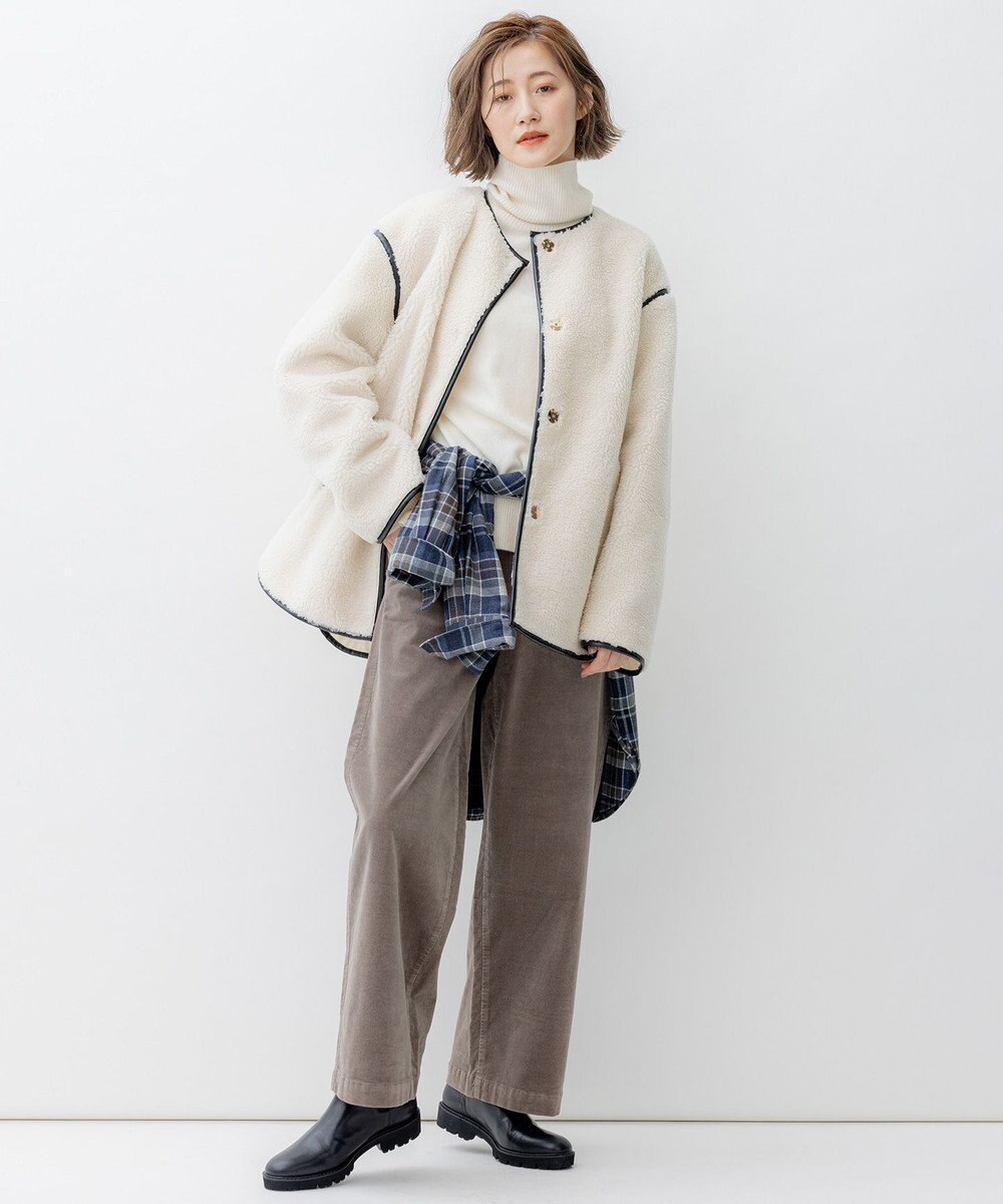 23区 【洗える】23区DENIM ベルベットストレッチ ワイドパンツ 