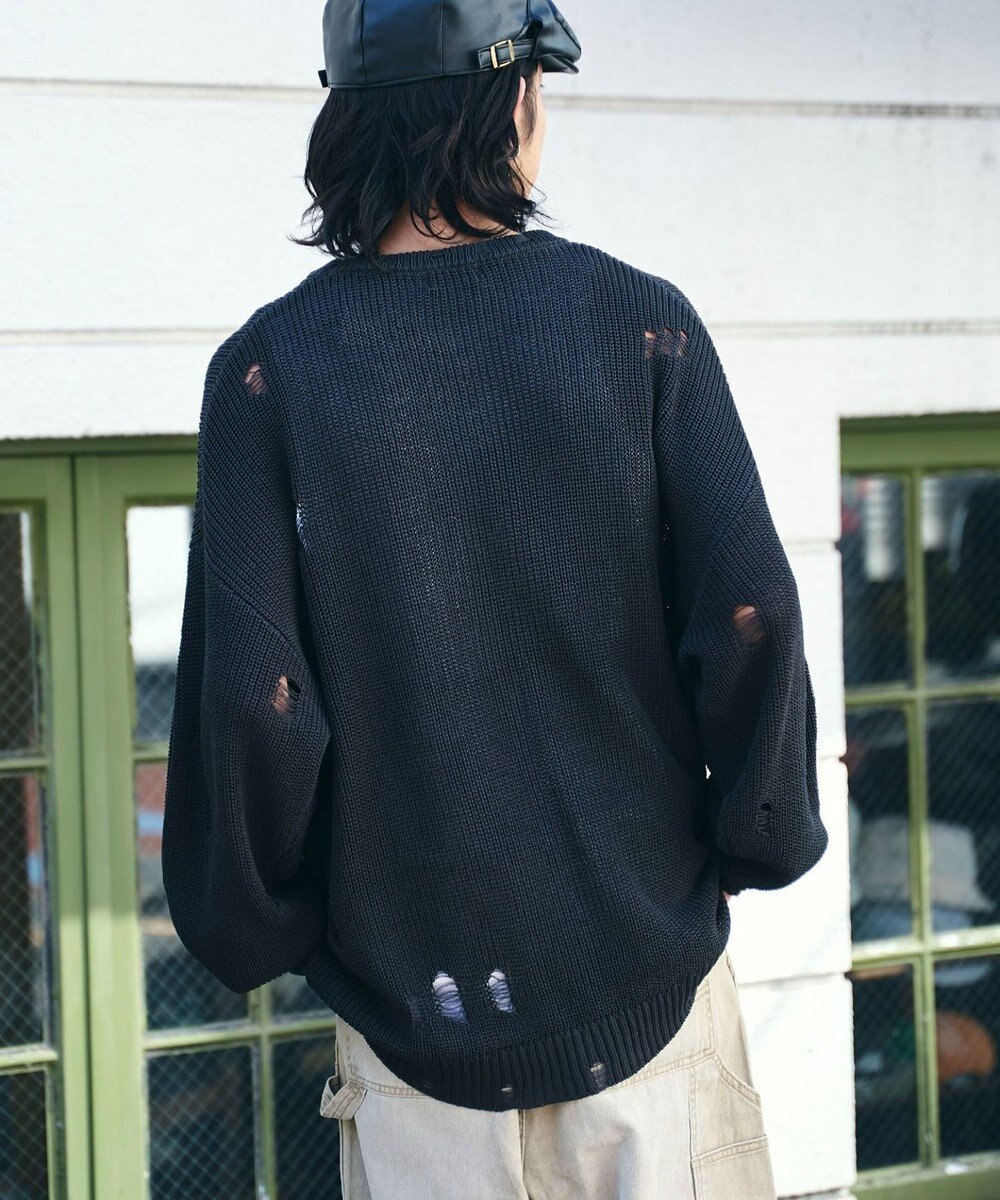 WEGO グラフィックダメージニットプルオーバー 