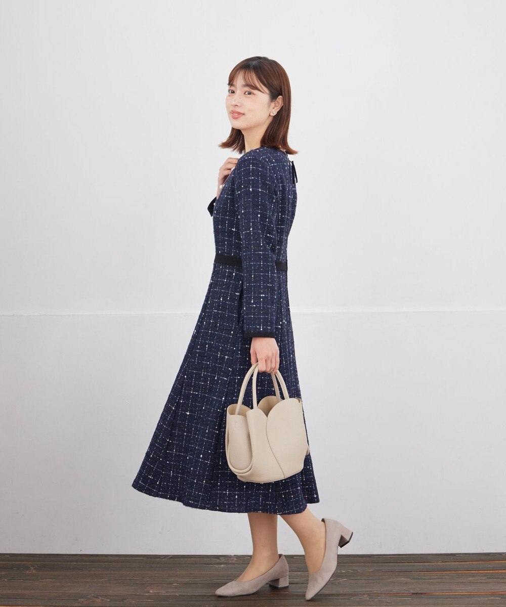 Tiaclasse 【安田美沙子さん着用・新色追加】配色ツイードワンピース 