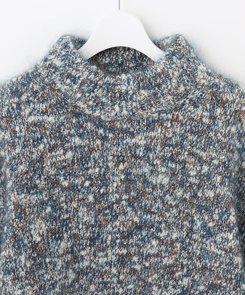 自由区 カラーミックスツイード クロップドニット 