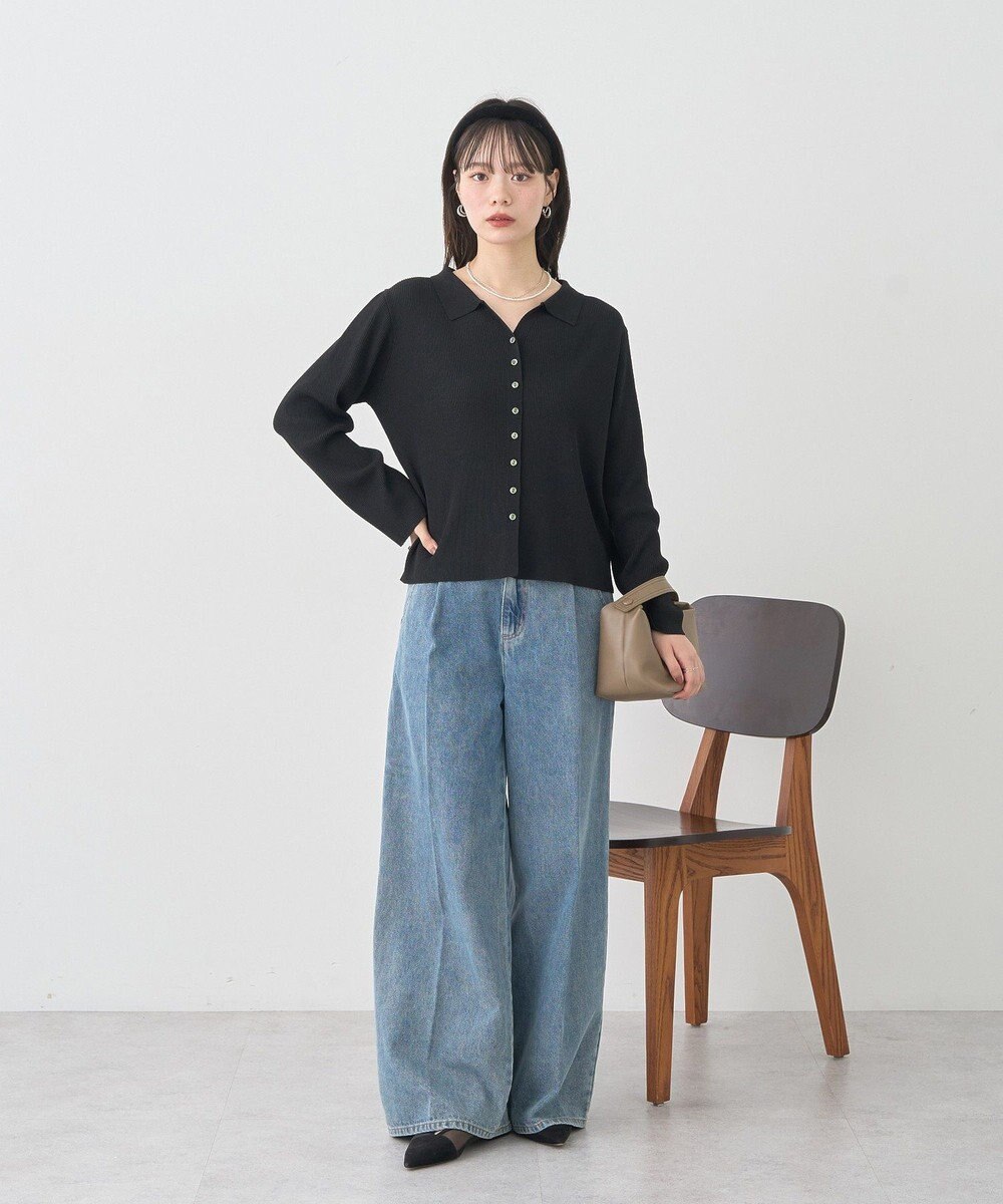 earth music&ecology 【接触冷感】襟付きニットカーディガン 