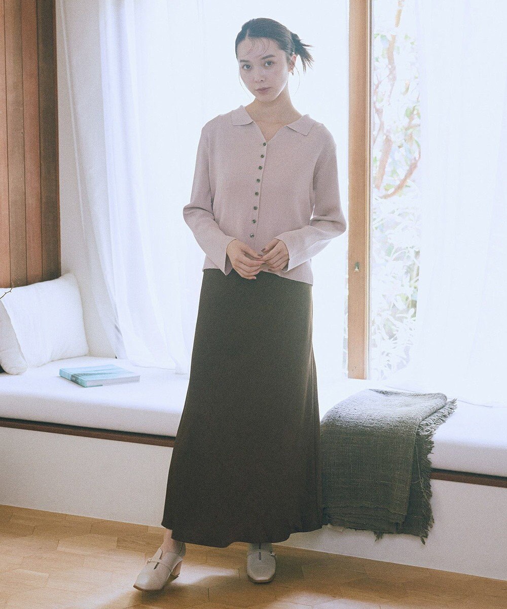 earth music&ecology 【接触冷感】襟付きニットカーディガン 