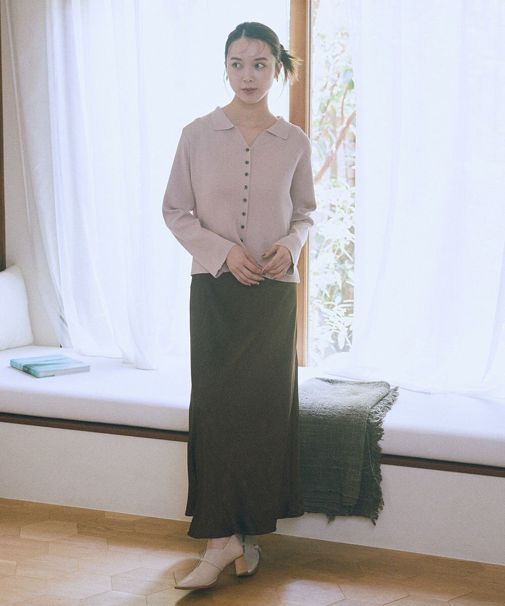 earth music&ecology 【接触冷感】襟付きニットカーディガン 