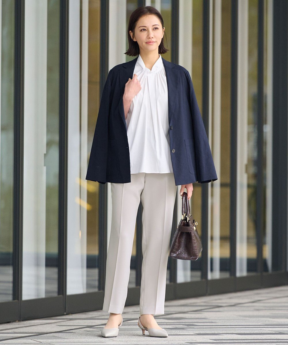 自由区 【洗える】テンセルリネンストレッチ テーラードジャケット 