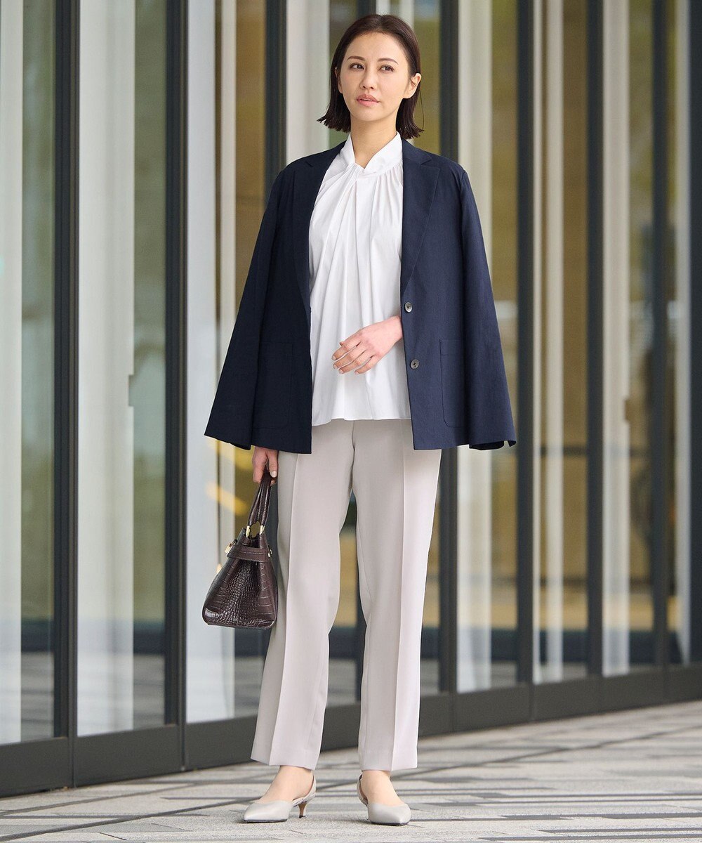 自由区 【洗える】テンセルリネンストレッチ テーラードジャケット 