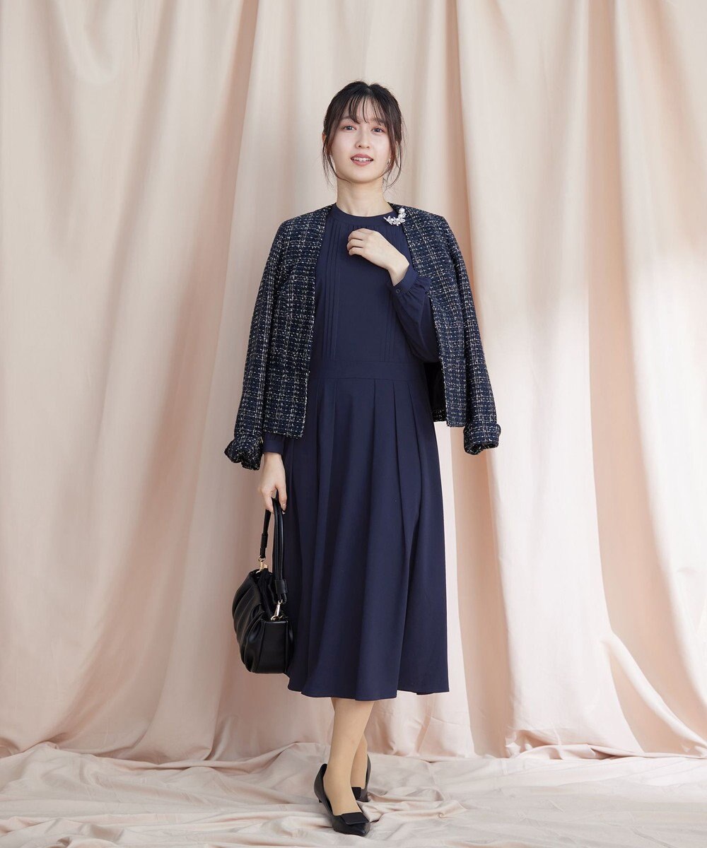 Tiaclasse 【洗える】ハイネックピンタックワンピース 