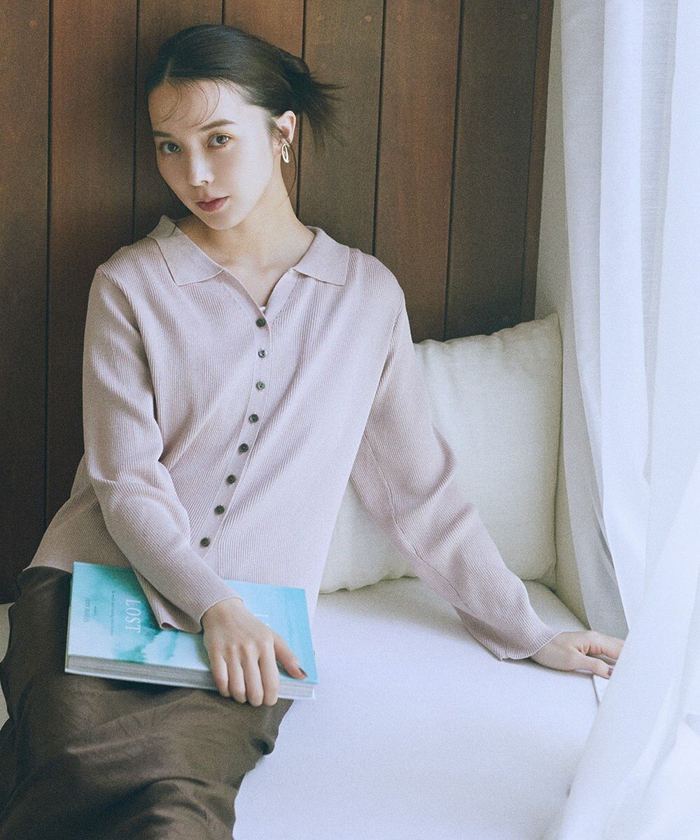 earth music&ecology 【接触冷感】襟付きニットカーディガン 