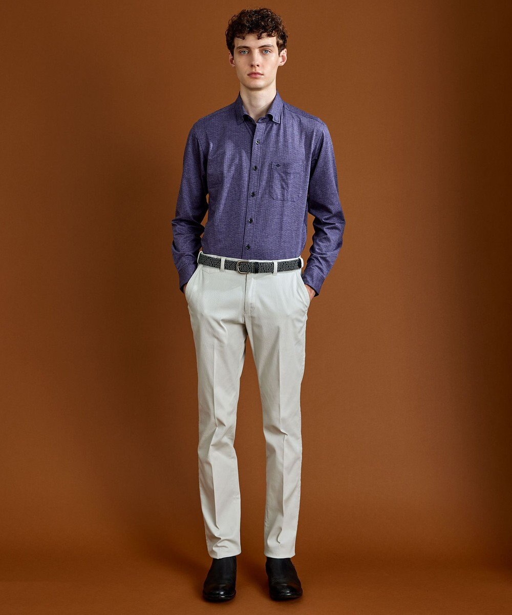 JOSEPH ABBOUD 【洗える】ドットジャガード ジャージー シャツ 