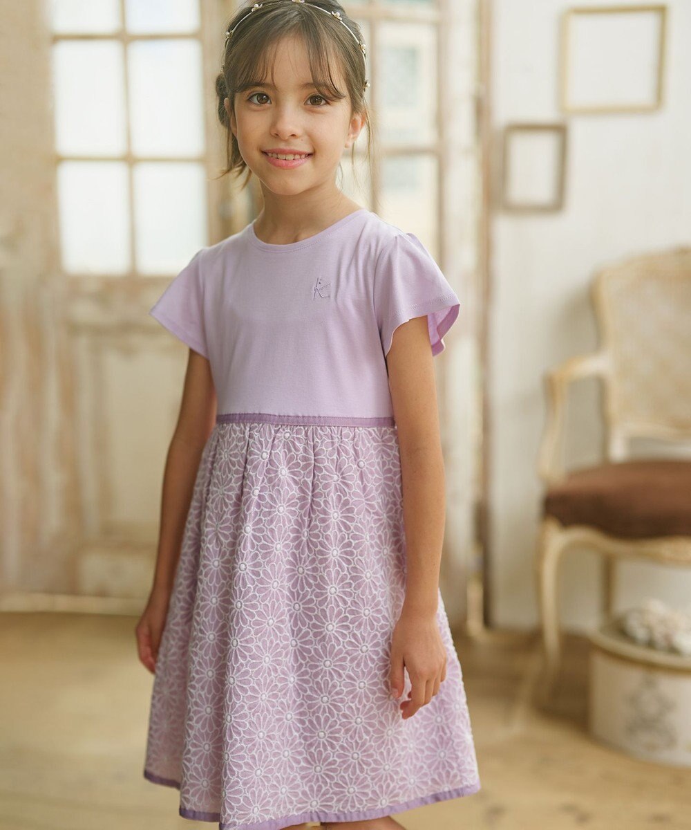 組曲 KIDS 【110-140cm】フラワー刺繍セットアップ 