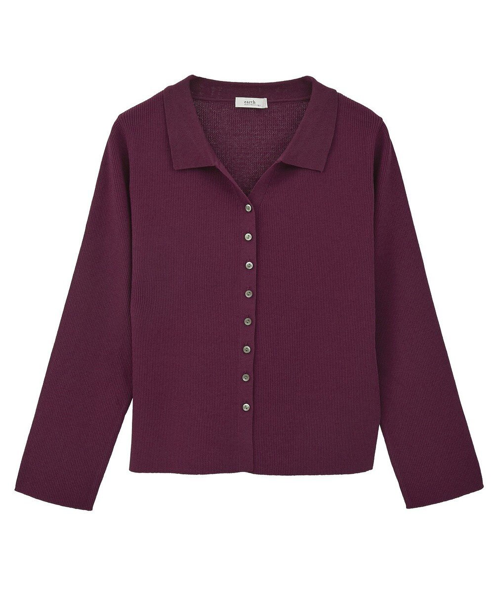 earth music&ecology 【接触冷感】襟付きニットカーディガン 