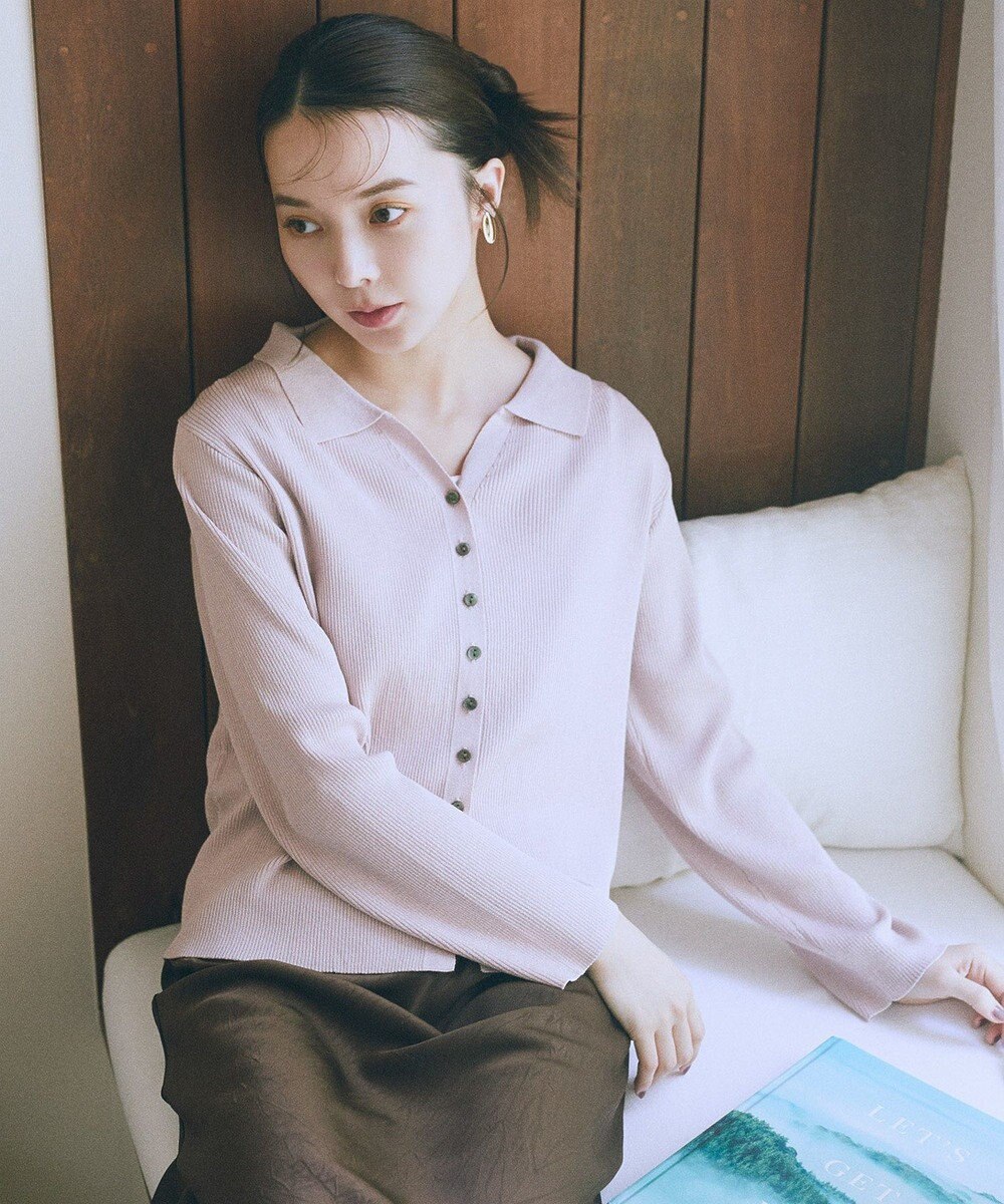 earth music&ecology 【接触冷感】襟付きニットカーディガン 