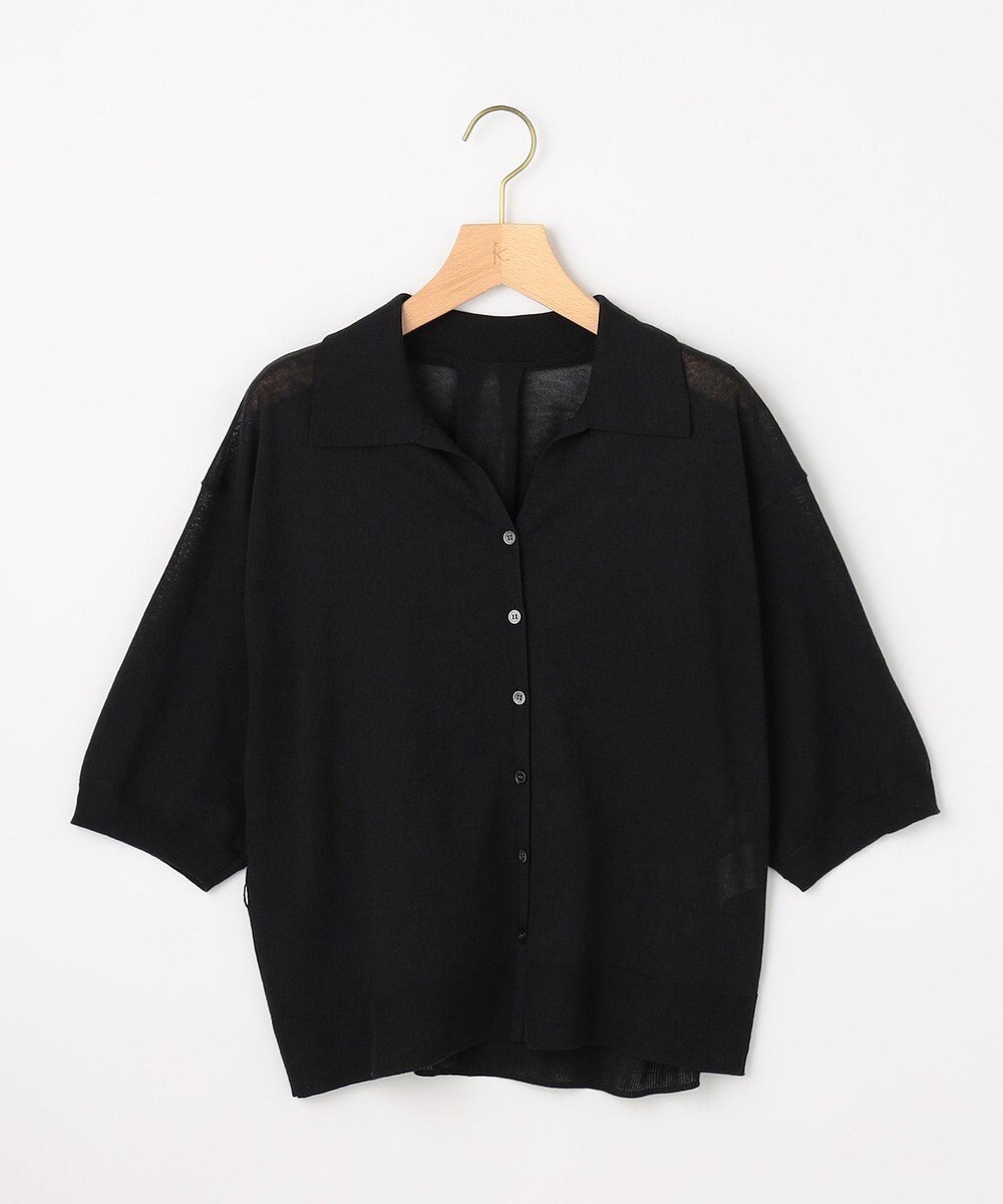 組曲 L 【先行予約・WEB限定】シアーニット 襟付き七分袖カーディガン 