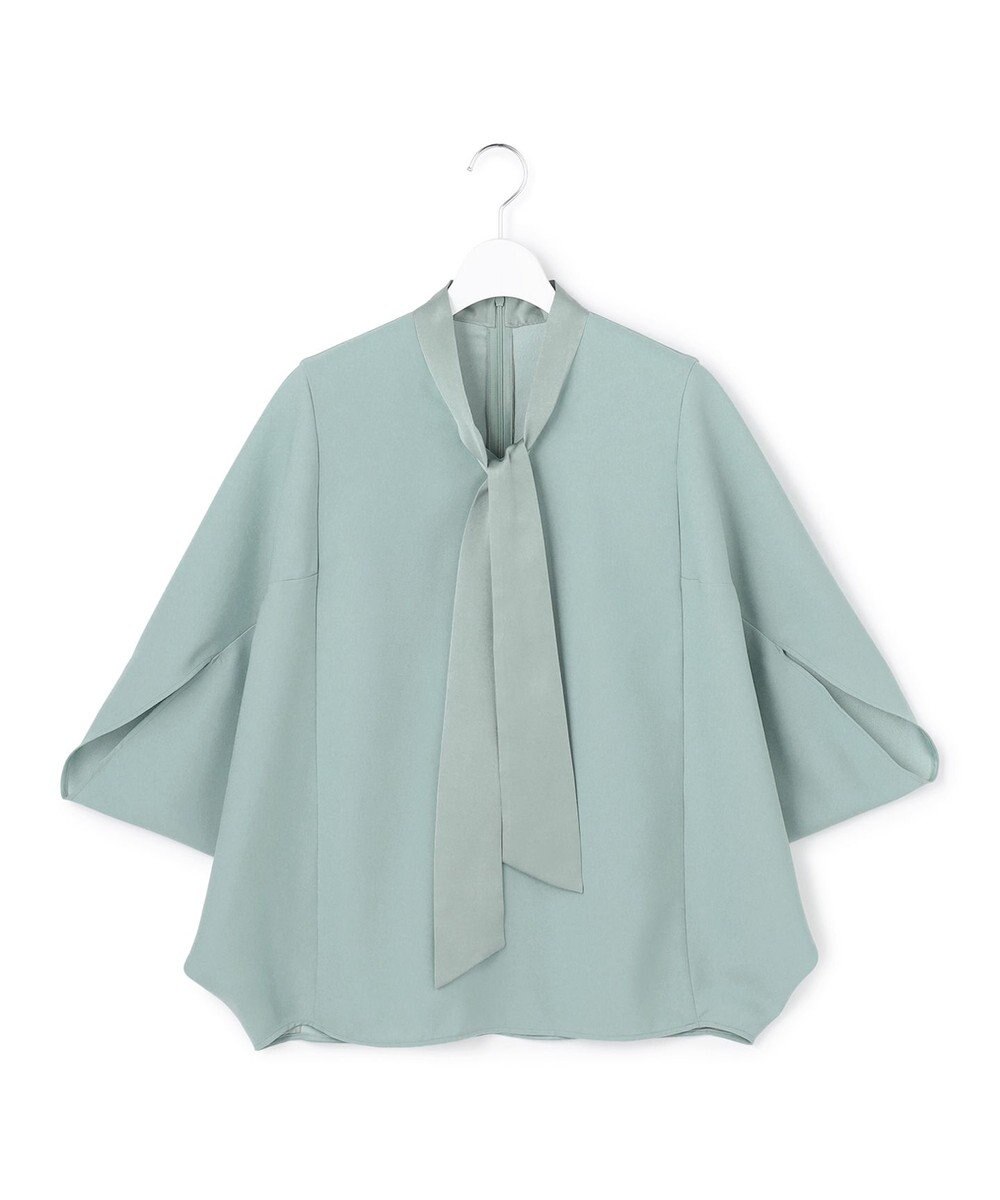 ICB 【新色追加・WEB限定カラーあり】FluidBackSatin ドルマンスリーブボウタイブラウス 