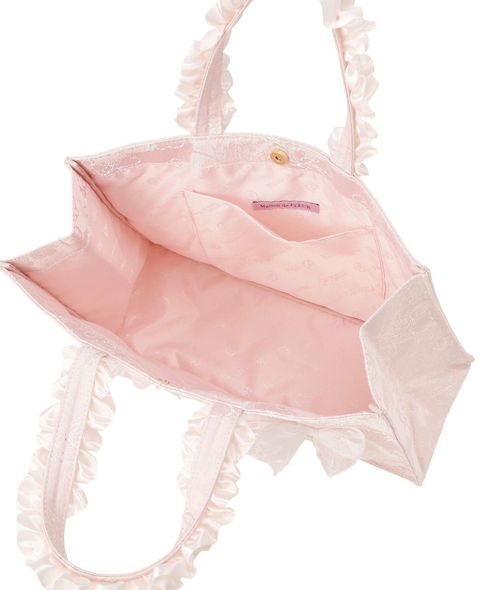 Maison de FLEUR レースリボンフリルハンドルスクエアトートSバッグ 