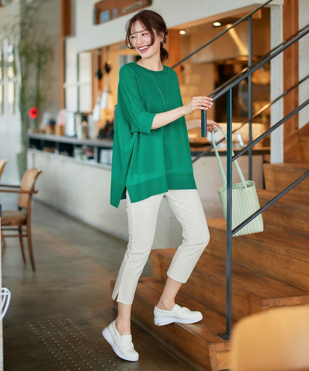 Tiaclasse L 【日本製】ドライモーメント裾スリットパンツ 