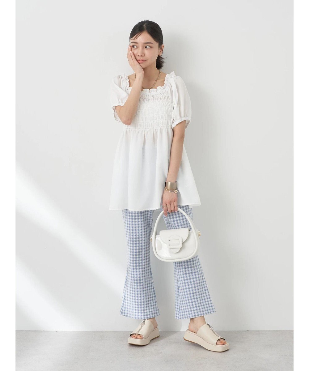 earth music&ecology チェックフレアイージーパンツ 