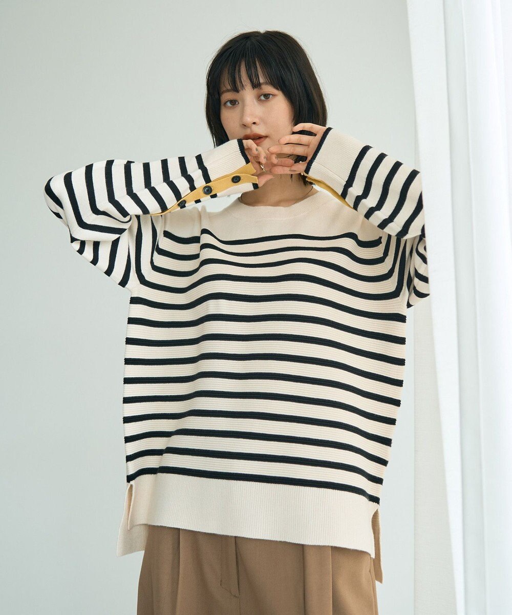 YECCA VECCA 釦デザイン配色ニット 