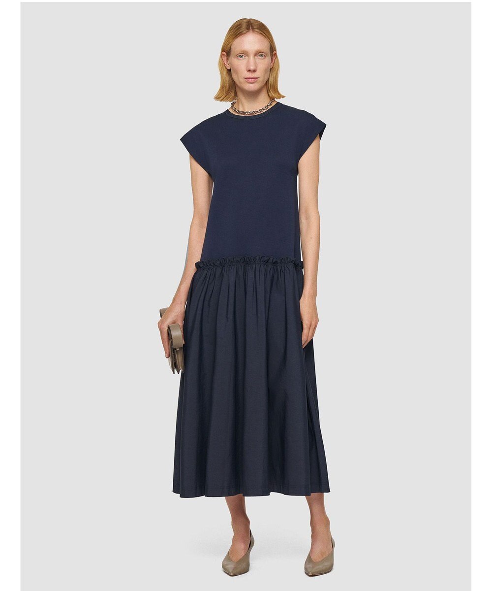 JOSEPH 【洗える】ポプリンジャージー　キャップスリーブドレス 