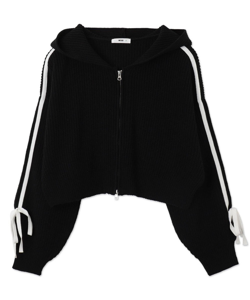 WEGO ラインリボンダブルジップニットパーカー 