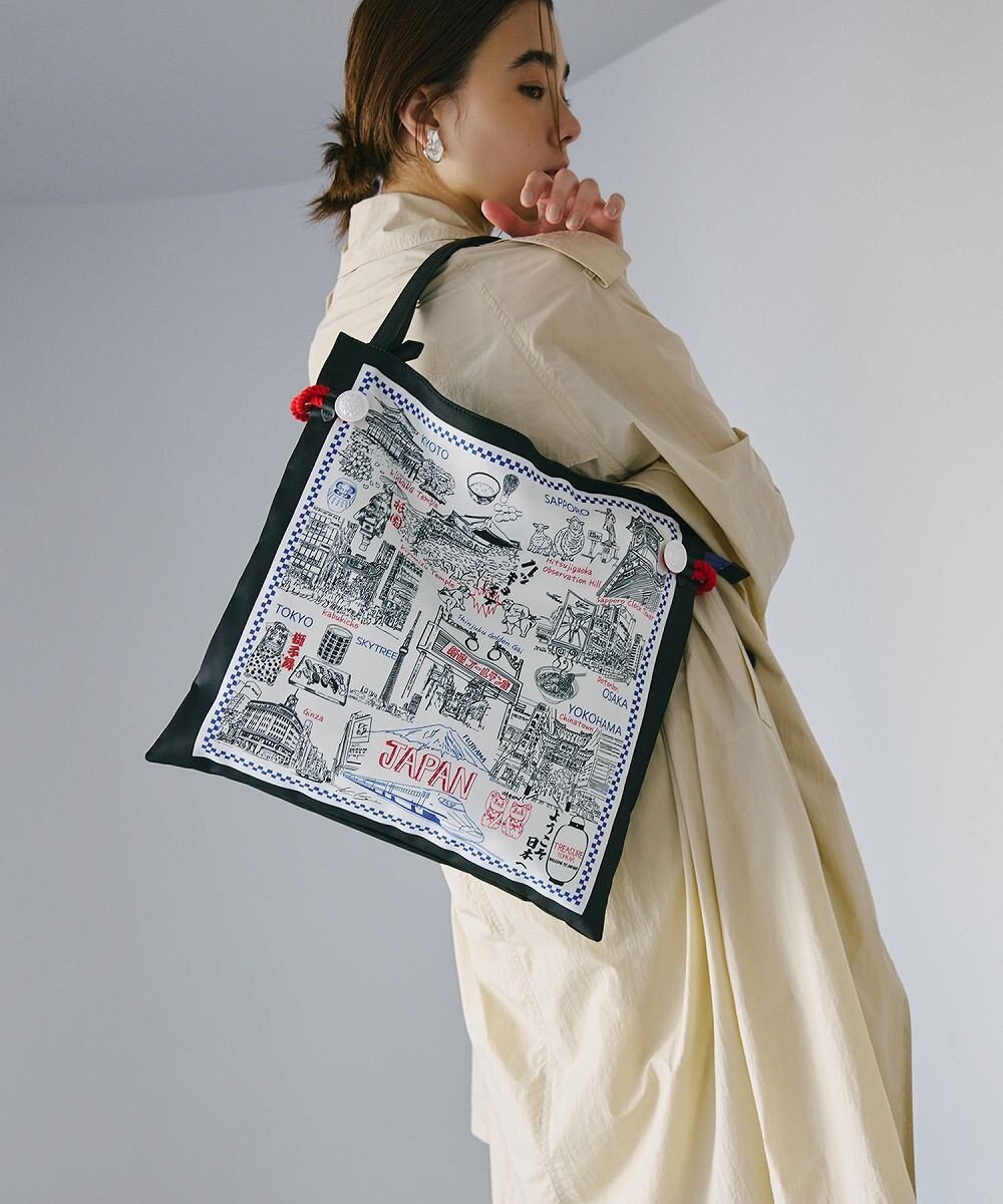 TOPKAPI 【TREASURE TOPKAPI】マイルドサテン スカーフ柄 トートバッグ スーベニアプリント 