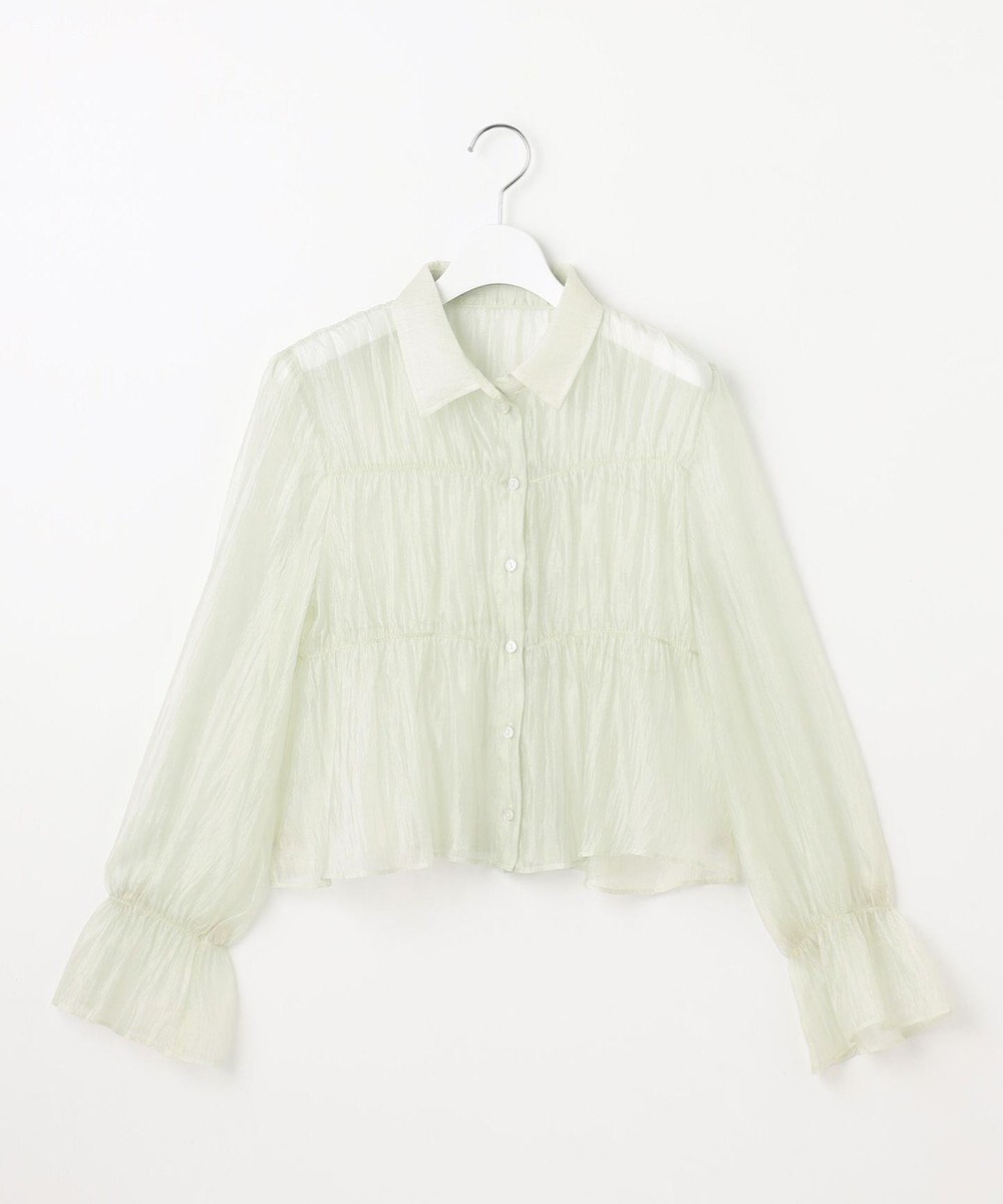 Feroux 【洗える】シャーリング シアーシャツ 