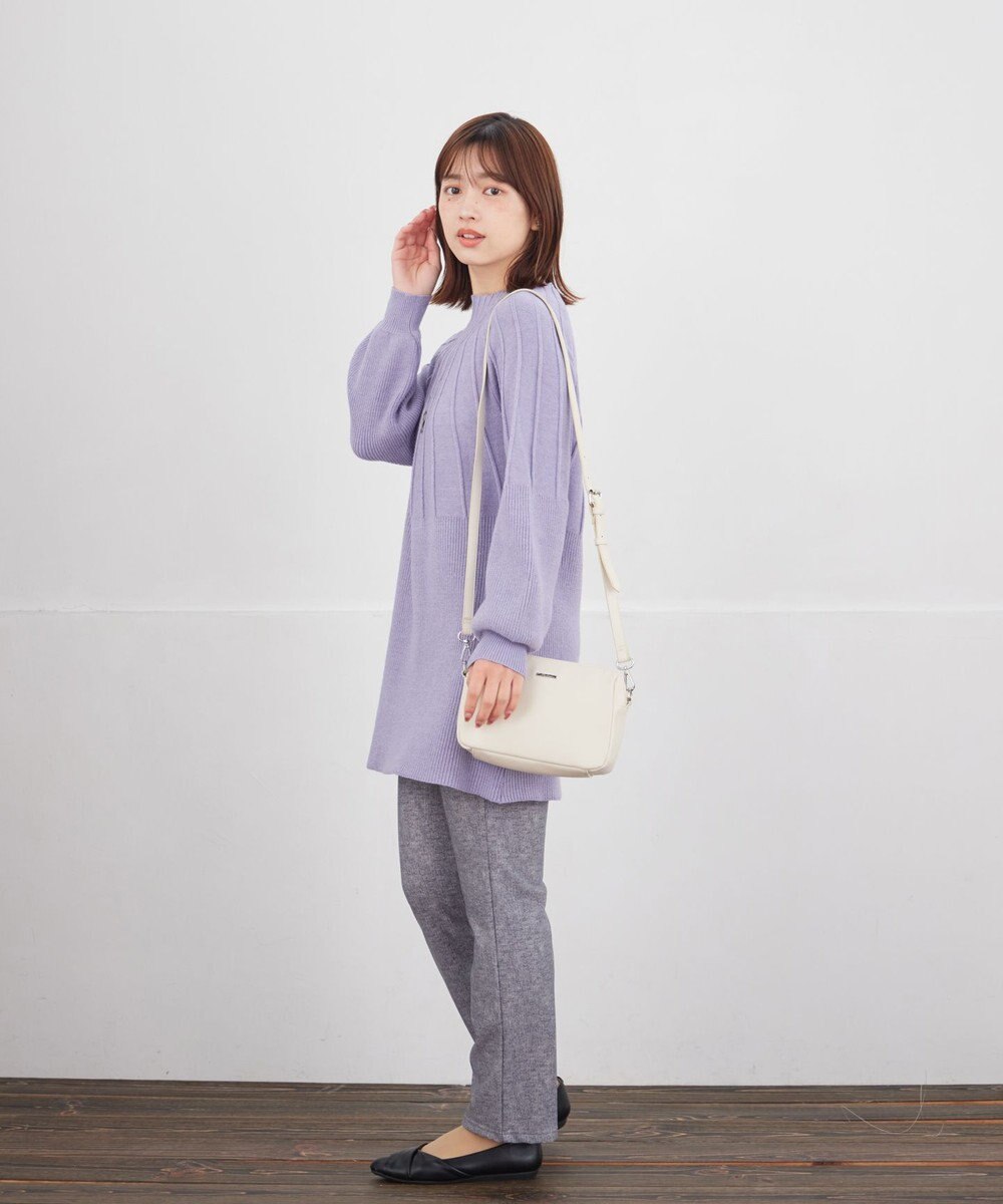 Tiaclasse 【日本製】メランジプリント裏起毛スリムパンツ 