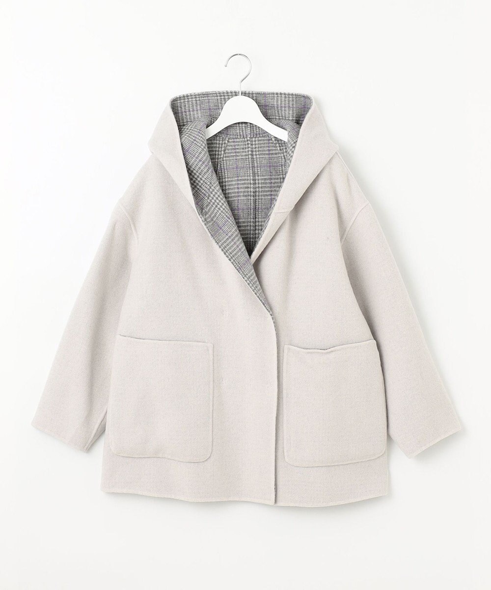 自由区 【リバーシブル】ウールリバー フード付きショートコート 