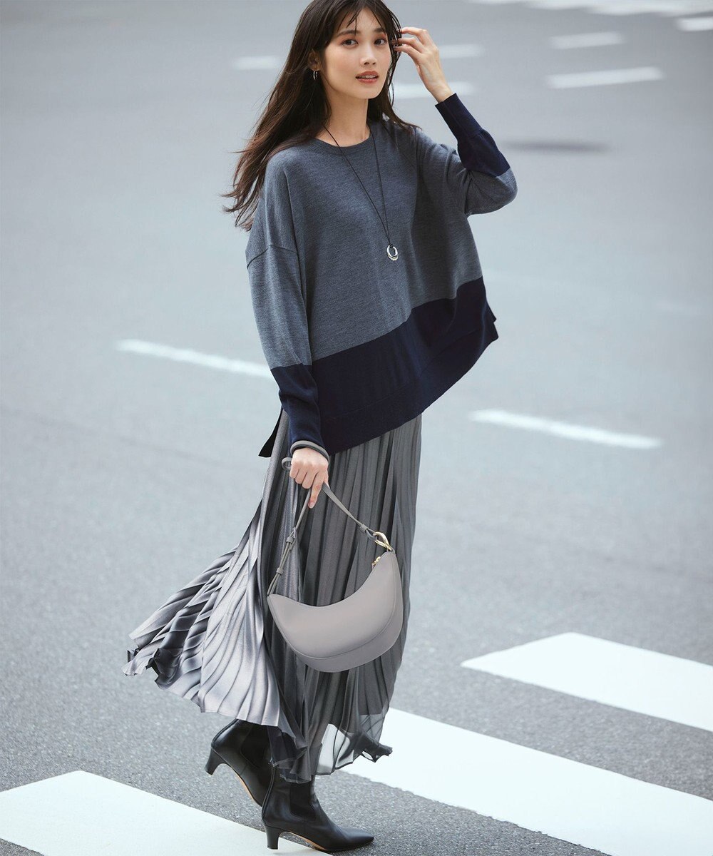 23区 L 【WEB限定カラーあり/洗える】ウーステッドウール ワイドシルエット ニット 