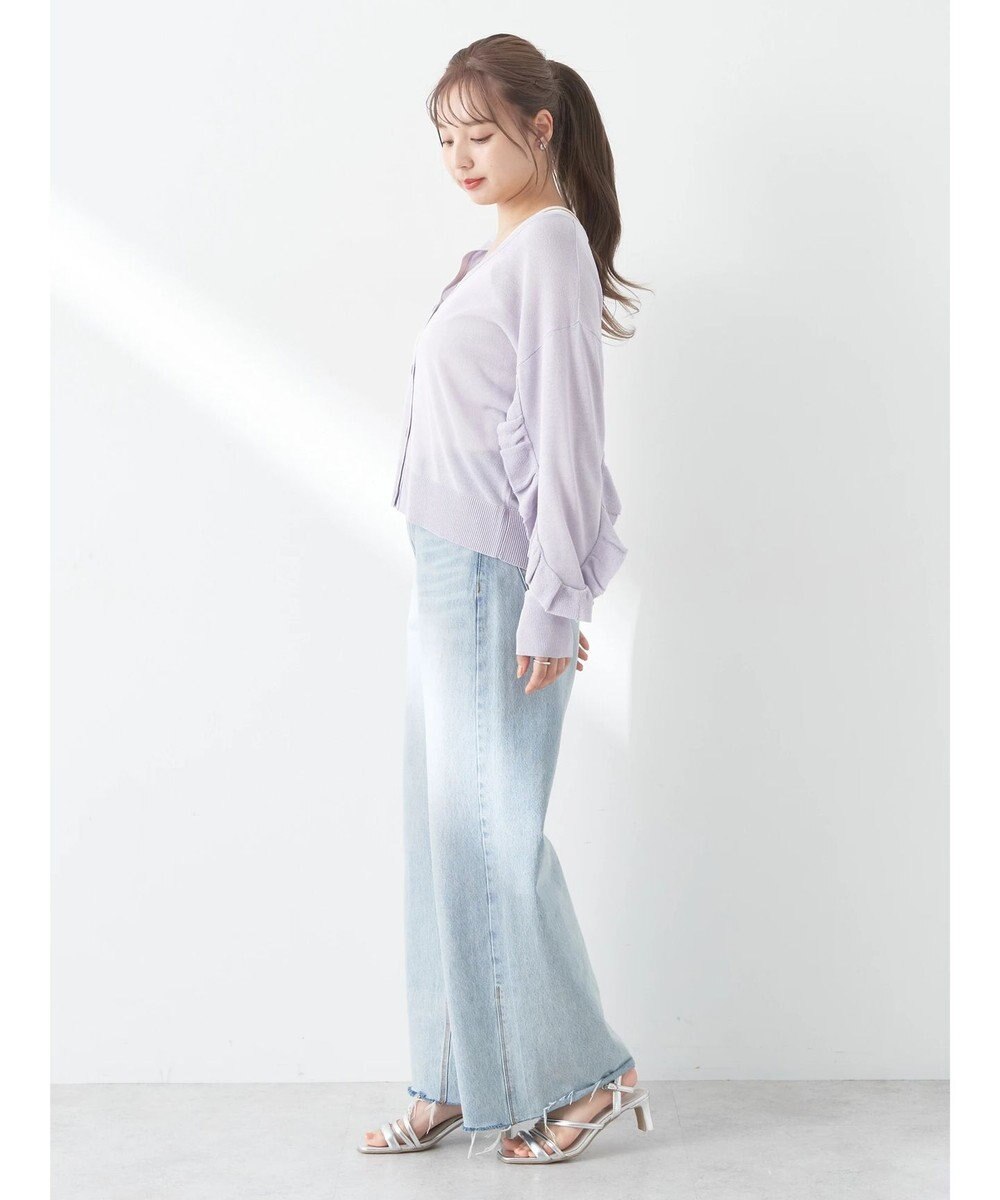 earth music&ecology 袖フリルシアーカーディガン 