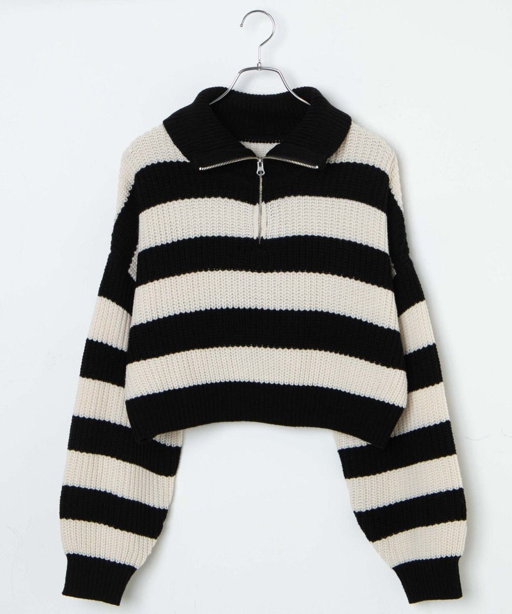 WEGO ハーフジップショートニットプルオーバー 