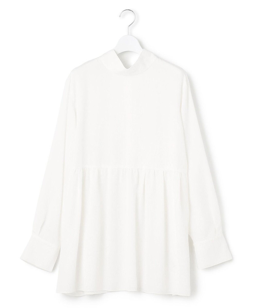 23区 L 【前後着用可能/洗える】ウォッシュドピーチツイル ブラウス 