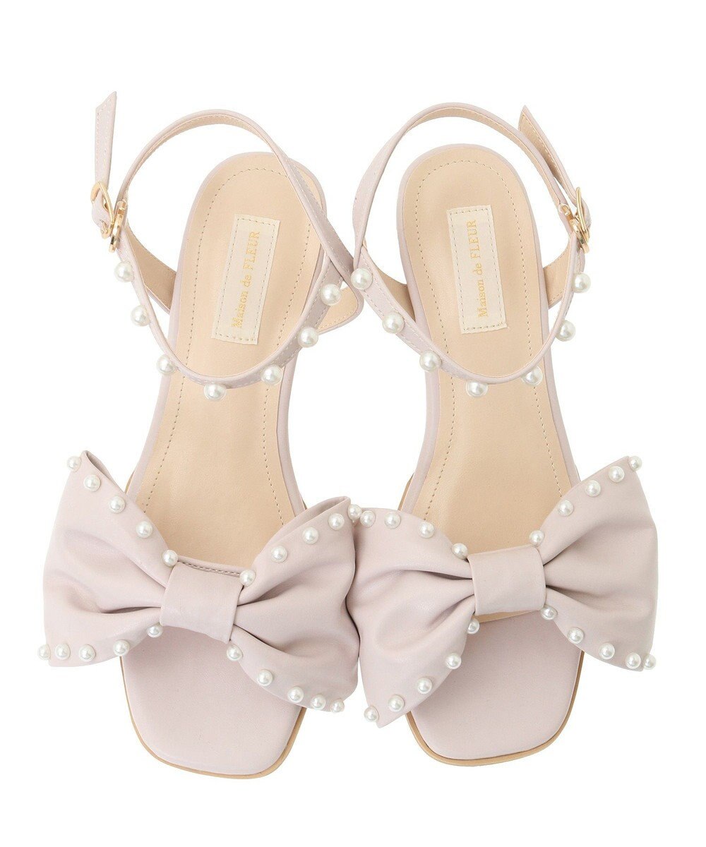 Maison de FLEUR パールリボンサンダル 