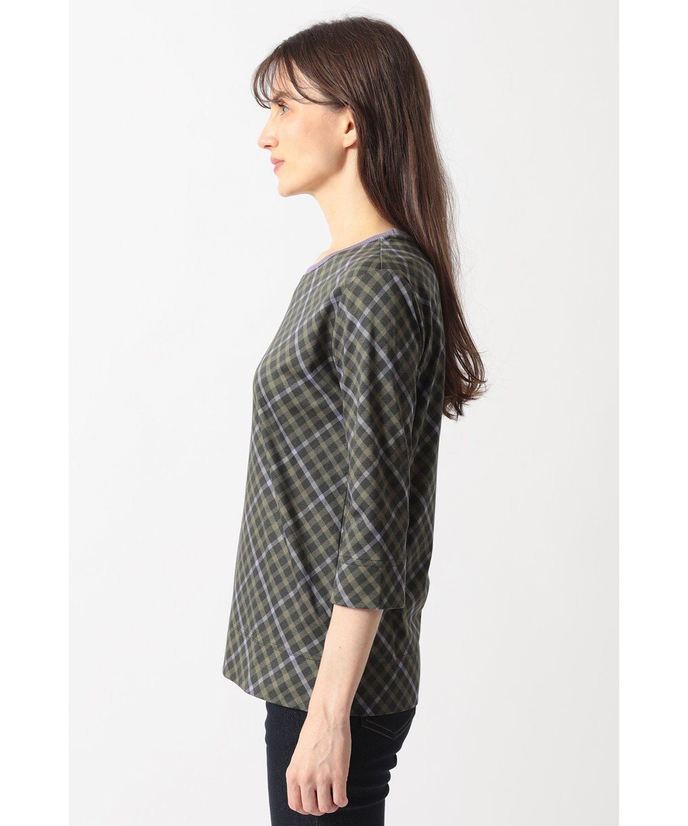 DAKS チェックプリント七分袖Tシャツ 