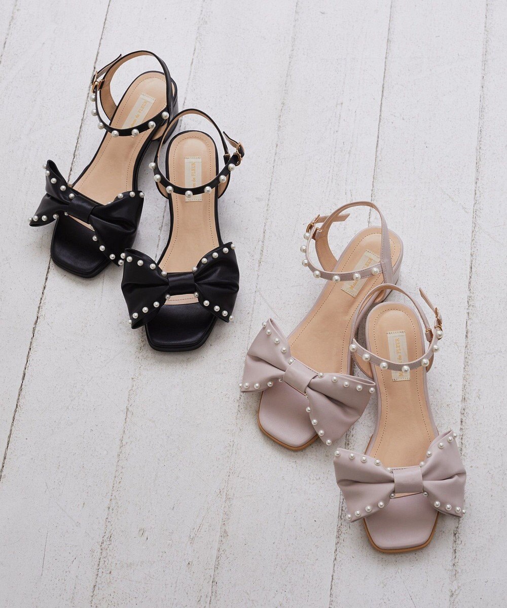 Maison de FLEUR パールリボンサンダル 