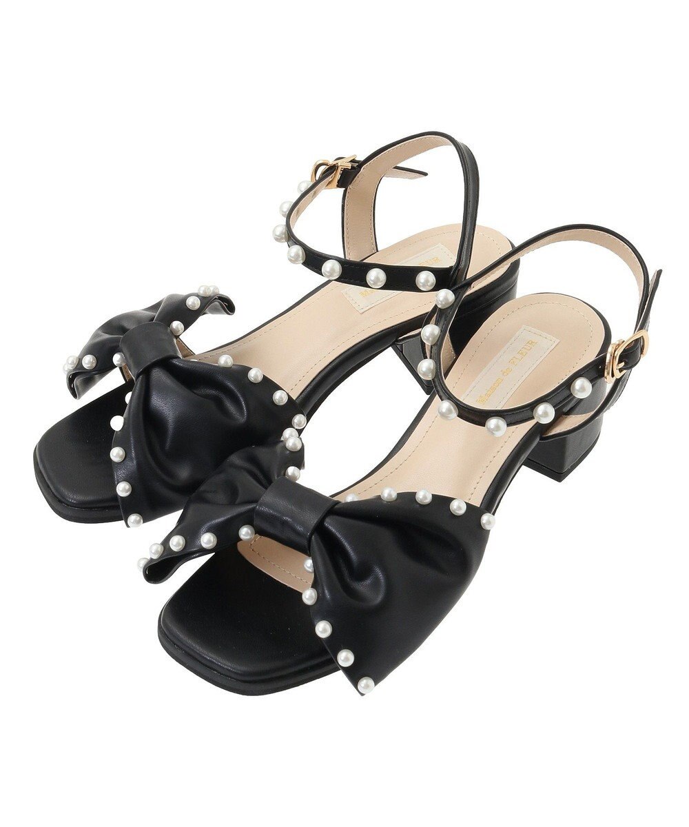 Maison de FLEUR パールリボンサンダル 