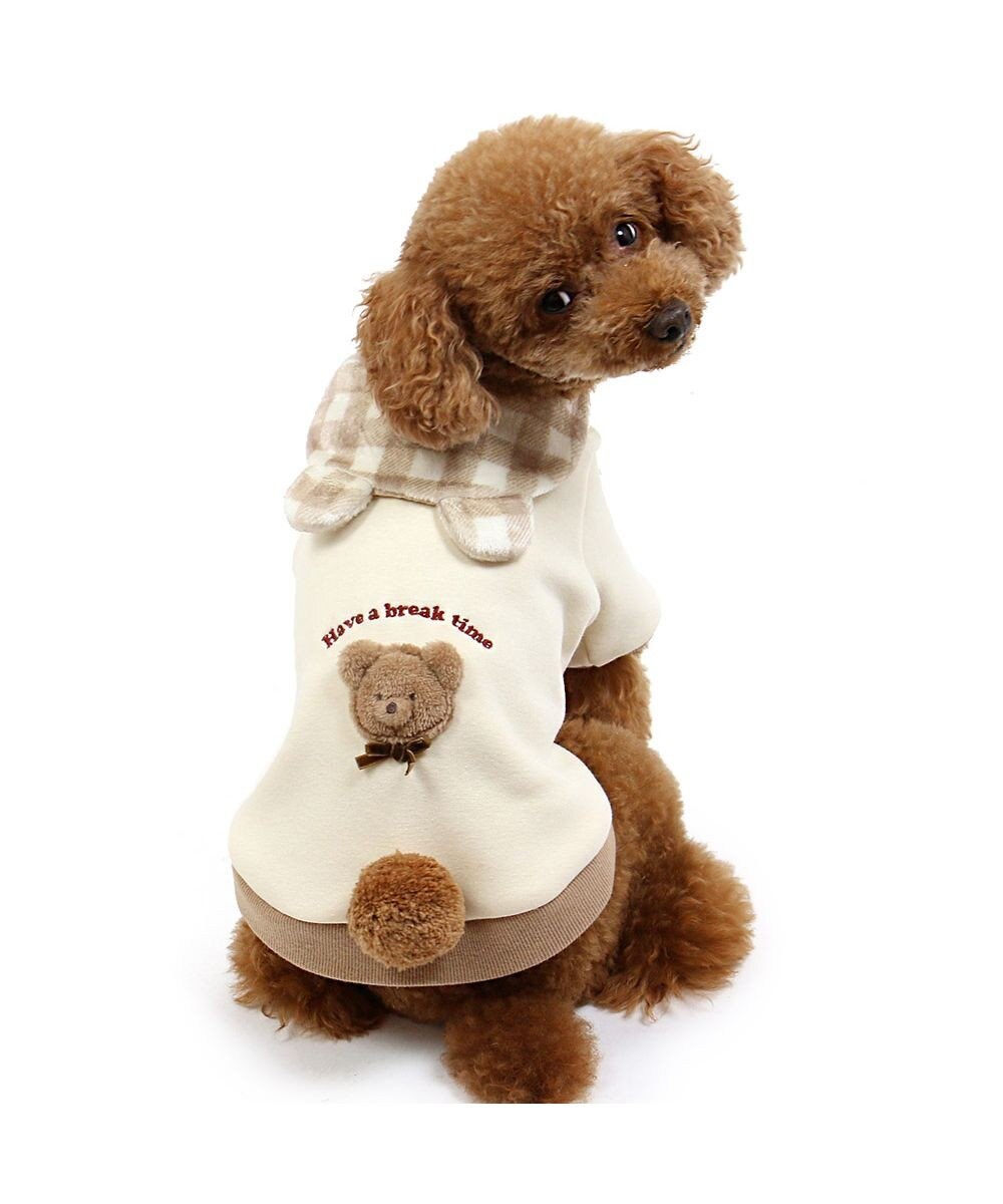 PET PARADISE ペットパラダイス くまちゃん襟トレーナー 襟付き チェック 小型犬 