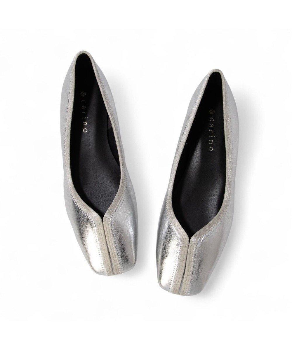 MODE ET JACOMO <carino>スクエアトゥ切り替えデザインフラットパンプス 