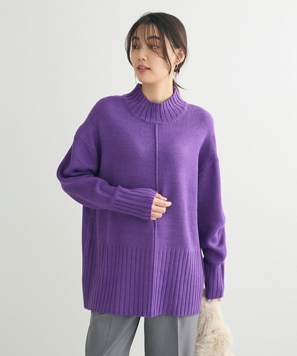 Green Parks 洗えるモックネックニットプルオーバー 