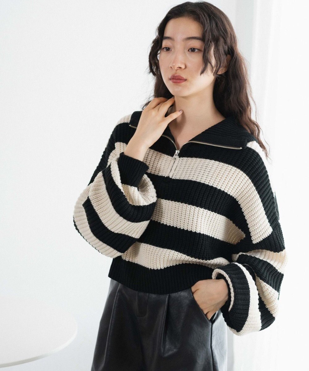 WEGO ハーフジップショートニットプルオーバー 