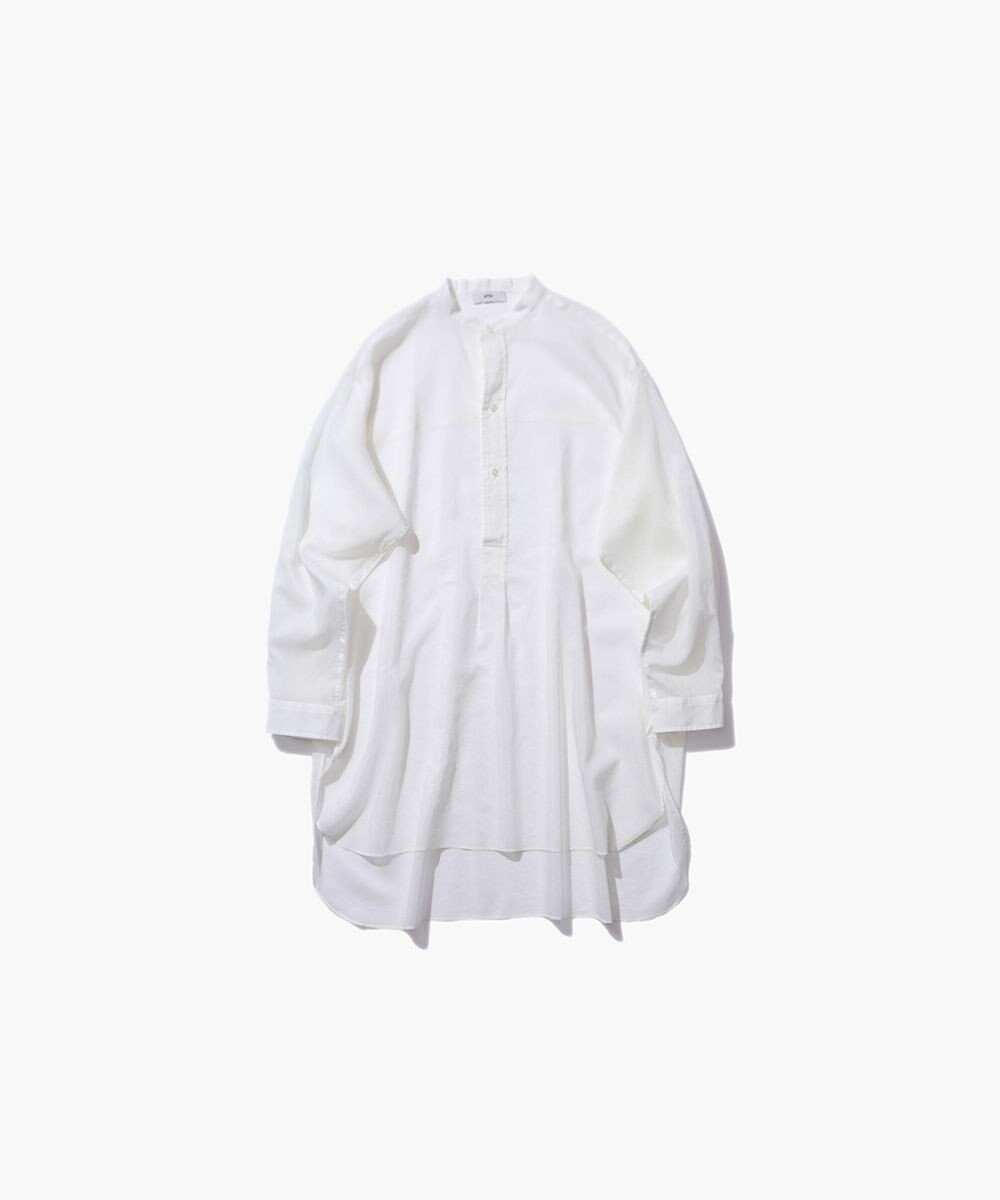 COTTON SILK LAWN | オーバーサイズバンドカラーシャツ, WHITE, 02