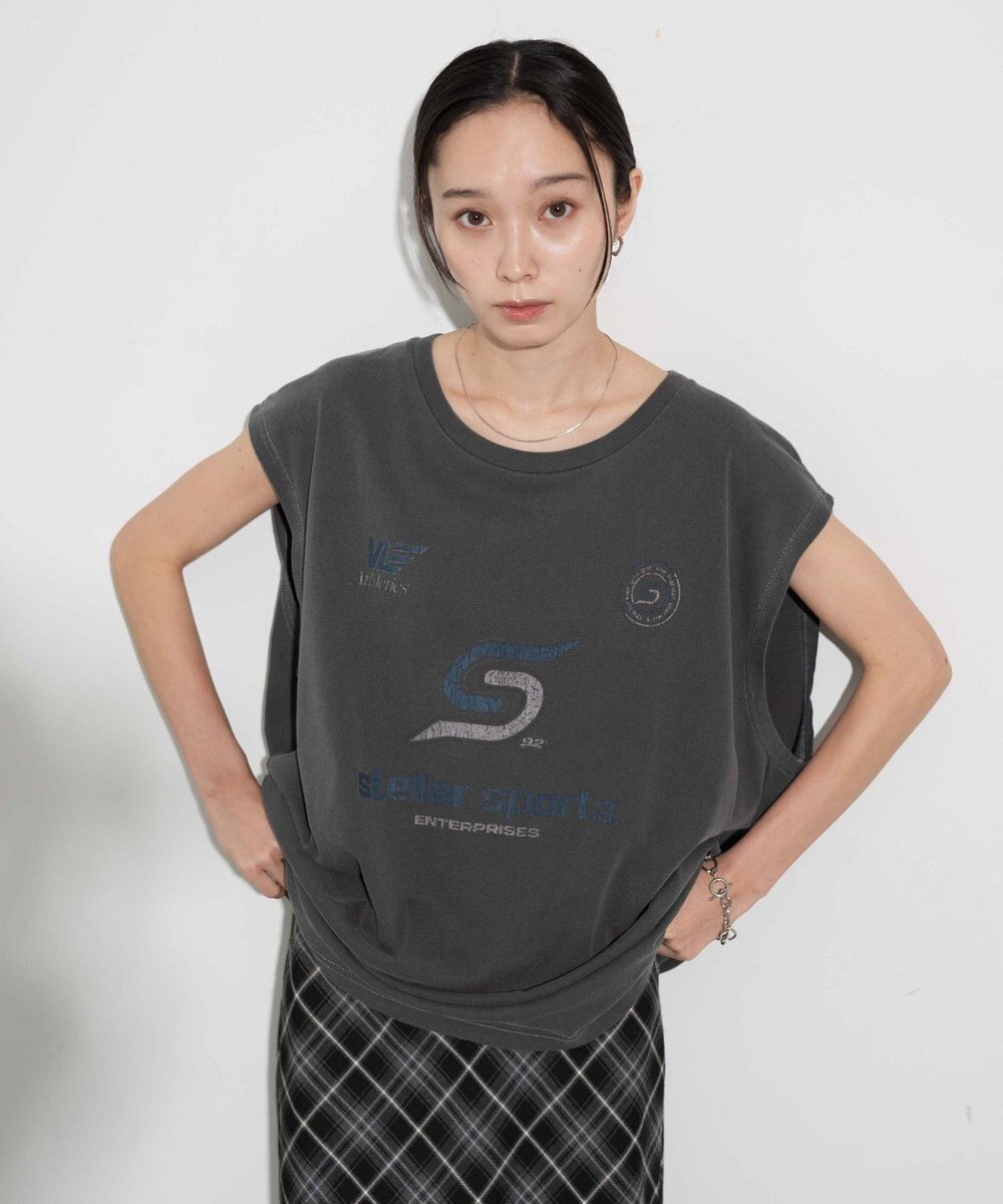 WEGO 【ユニセックス着用アイテム/手洗い可】ピグメントグラフィックノースリーブ 