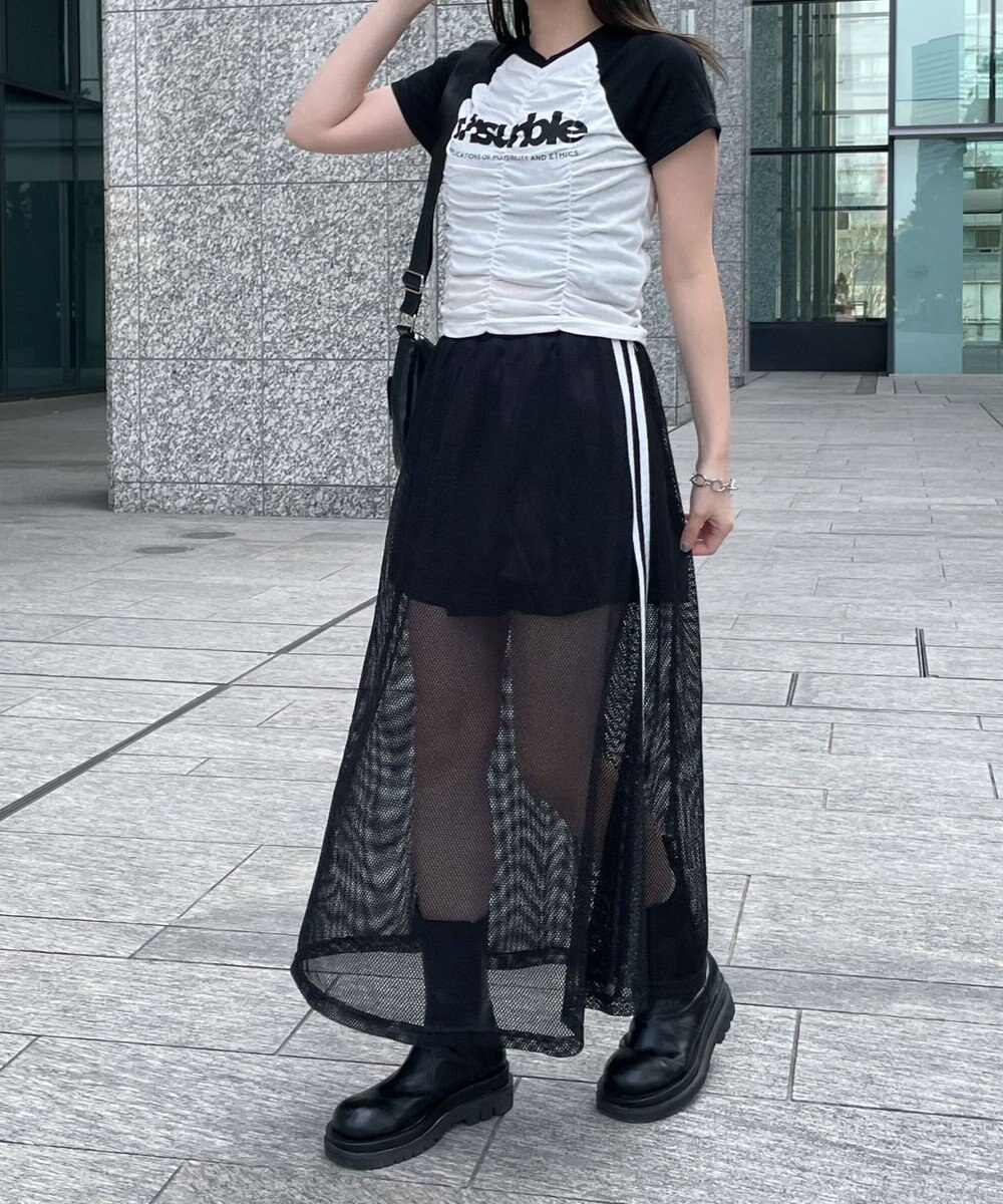 WEGO ラインメッシュスカート 