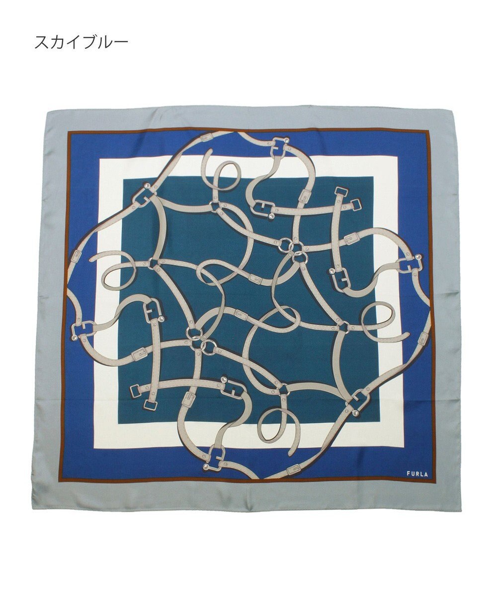 MOONBAT FURLA ビットチェーン柄シルク100%スカーフ 88×88cm 